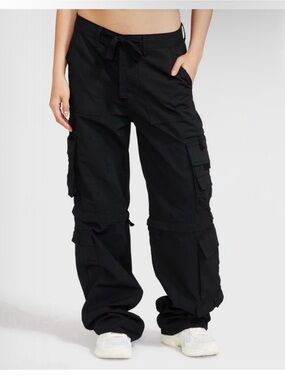 Baby Phat Black Wide-Leg Cargo Pants to shorts jorts